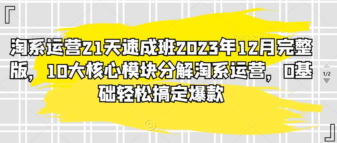 淘系运营21天速成班2023年12月完整版,10大核心模块分解淘系运营,0基础轻松搞定爆款网创吧-网创项目资源站-副业项目-创业项目-搞钱项目网创吧