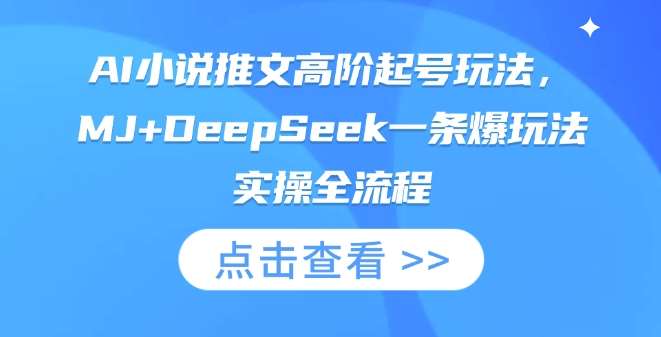 AI小说推文高阶起号玩法,MJ+DeepSeek一条爆玩法实操全流程网创吧-网创项目资源站-副业项目-创业项目-搞钱项目网创吧