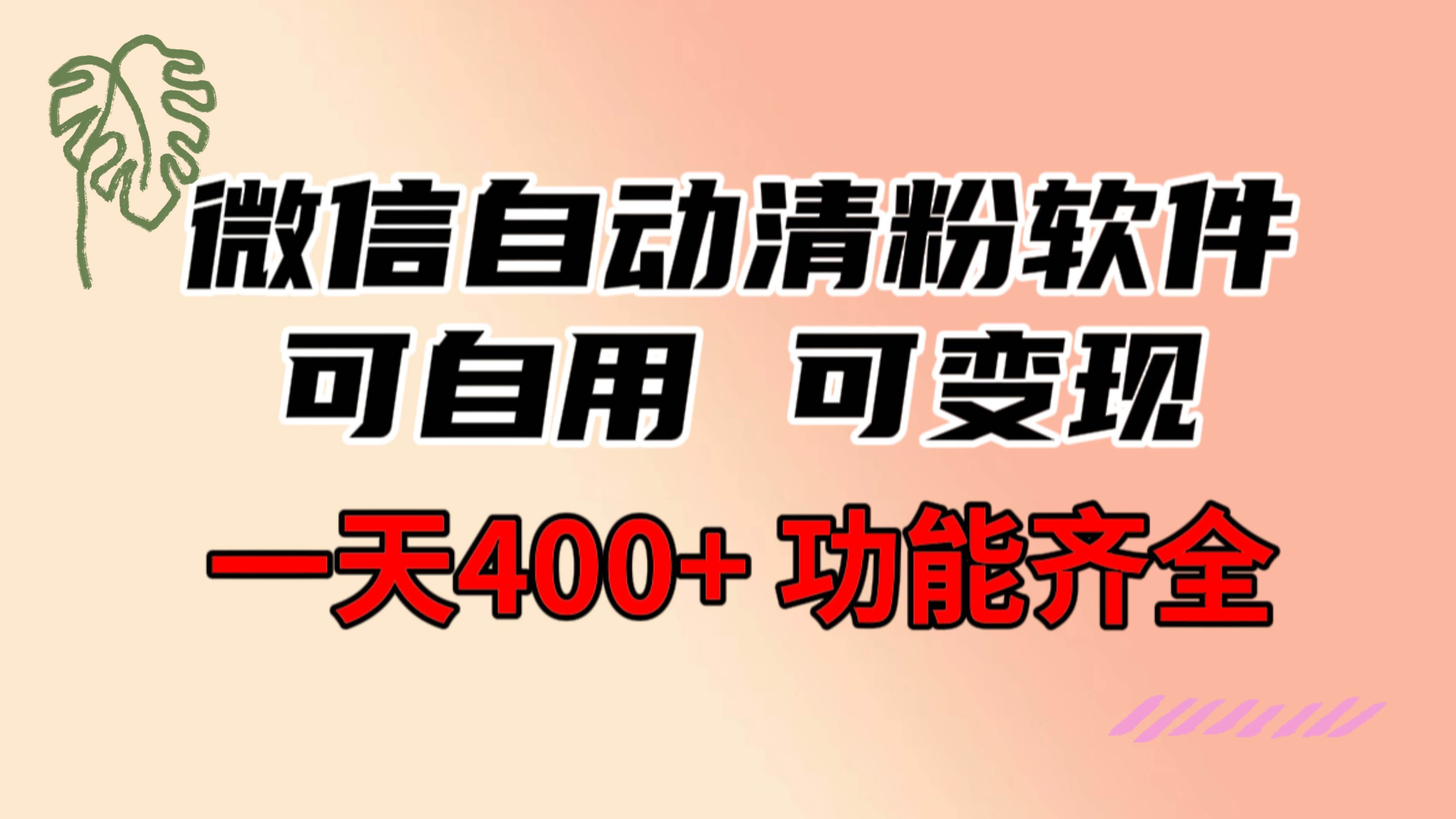 (8580期)功能齐全的微信自动清粉软件,可自用可变现,一天400+,0成本免费分享网创吧-网创项目资源站-副业项目-创业项目-搞钱项目网创吧