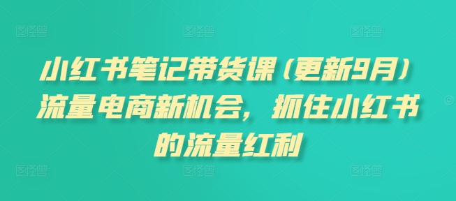 小红书笔记带货课(更新25年5月)流量电商新机会,抓住小红书的流量红利网创吧-网创项目资源站-副业项目-创业项目-搞钱项目网创吧