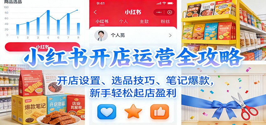 小红书开店运营全攻略：开店设置、选品技巧、笔记爆款，新手轻松起店盈利网创吧-网创项目资源站-副业项目-创业项目-搞钱项目网创吧