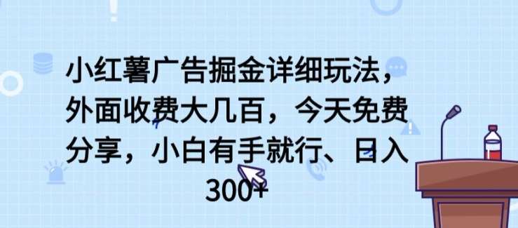 小红薯广告掘金详细玩法,外面收费大几百,小白有手就行,日入300+【揭秘】网创吧-网创项目资源站-副业项目-创业项目-搞钱项目网创吧