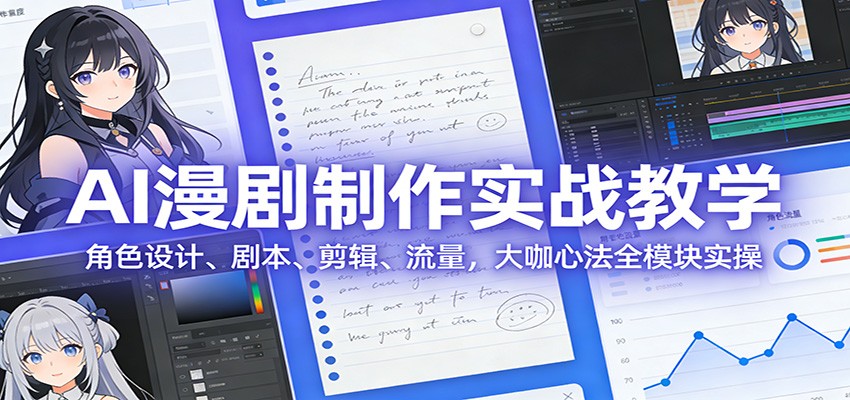 AI 漫剧制作实战教学：角色设计、剧本、剪辑、流量，大咖心法全模块实操网创吧-网创项目资源站-副业项目-创业项目-搞钱项目网创吧