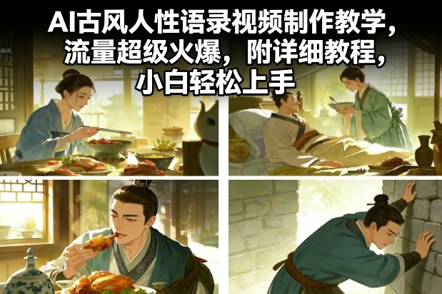 AI古风人性语录视频制作教学,流量超级火爆,附详细教程,小白轻松上手网创吧-网创项目资源站-副业项目-创业项目-搞钱项目网创吧