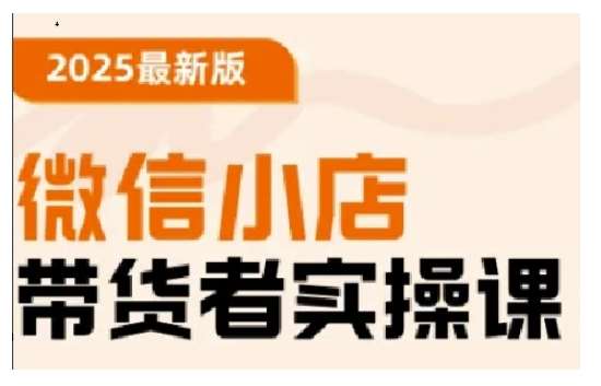 2025最新版微信小店带货者实操课,基础操作到高级运营技巧,快速上手网创吧-网创项目资源站-副业项目-创业项目-搞钱项目网创吧