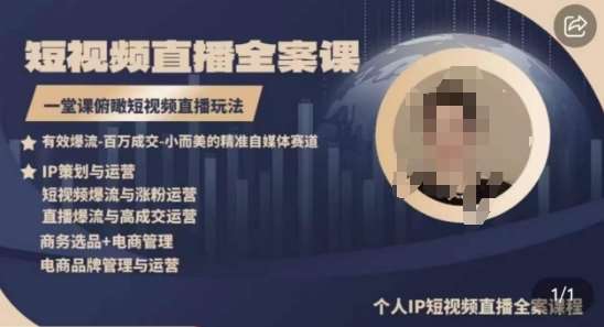 高品质IP短视频直播全案课程,一堂课俯瞰短视频直播玩法网创吧-网创项目资源站-副业项目-创业项目-搞钱项目网创吧