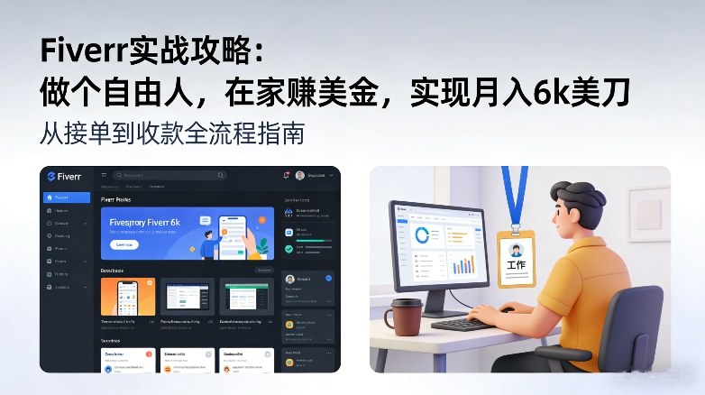 Fiverr实战攻略,做个自由人,在家賺美金,实现月入6k美刀网创吧-网创项目资源站-副业项目-创业项目-搞钱项目网创吧