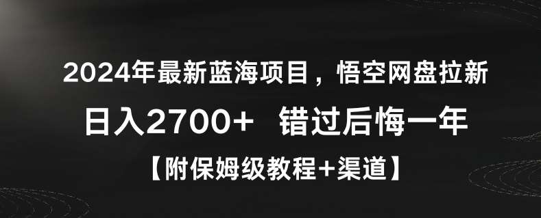 2024年最新蓝海项目,悟空网盘拉新,日入2700+错过后悔一年【附保姆级教程+渠道】【揭秘】网创吧-网创项目资源站-副业项目-创业项目-搞钱项目网创吧