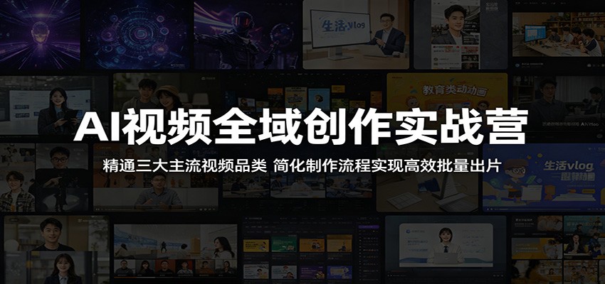 AI视频全域创作实战营：精通三大主流视频品类，简化制作流程实现高效批量出片网创吧-网创项目资源站-副业项目-创业项目-搞钱项目网创吧