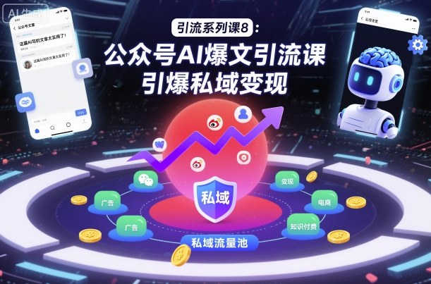 引流系列课8：公众号AI爆文引流课，引爆私域变现网创吧-网创项目资源站-副业项目-创业项目-搞钱项目网创吧