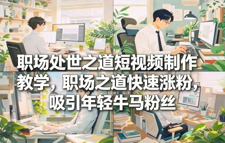 职场处世之道短视频制作教学,职场之道快速涨粉,吸引年轻牛马粉丝网创吧-网创项目资源站-副业项目-创业项目-搞钱项目网创吧