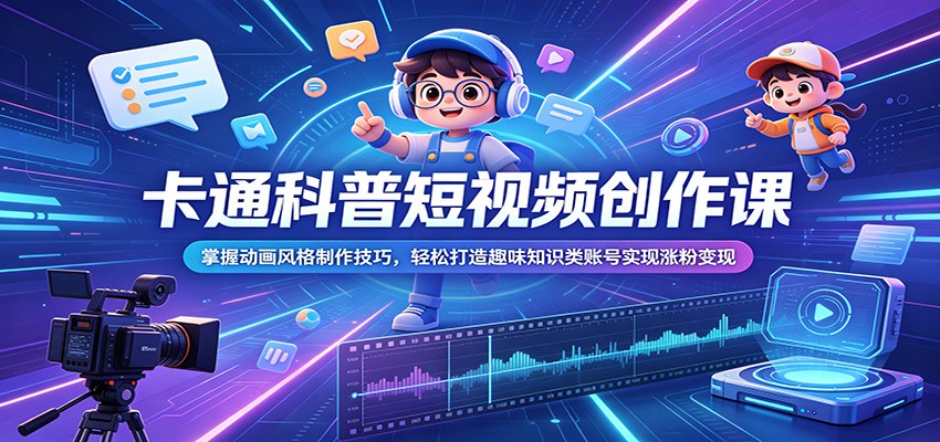 卡通科普短视频创作课:掌握动画风格制作技巧,轻松打造趣味知识类账号实现涨粉变现网创吧-网创项目资源站-副业项目-创业项目-搞钱项目网创吧