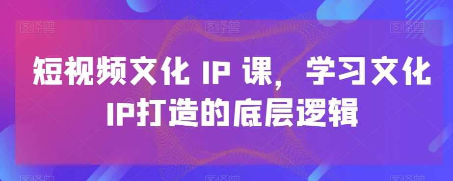 短视频文化IP课,学习文化IP打造的底层逻辑网创吧-网创项目资源站-副业项目-创业项目-搞钱项目网创吧