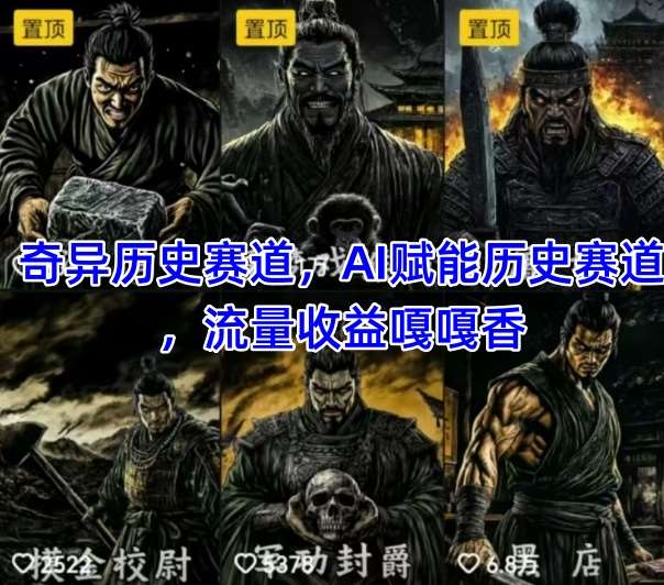 抖音奇异历史赛道,AI赋能历史赛道,流量收益嘎嘎香,狂撸伙伴计划网创吧-网创项目资源站-副业项目-创业项目-搞钱项目网创吧