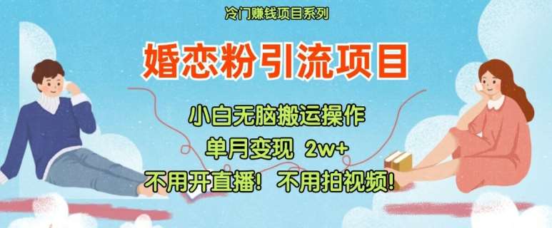 小红书婚恋粉引流,不用开直播,不用拍视频,不用做交付【揭秘】网创吧-网创项目资源站-副业项目-创业项目-搞钱项目网创吧