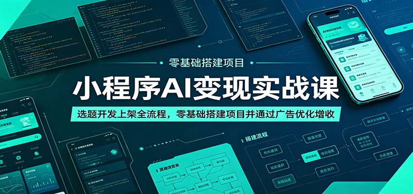 小程序AI变现实战课:选题开发上架全流程,零基础搭建项目并通过广告优化增收网创吧-网创项目资源站-副业项目-创业项目-搞钱项目网创吧