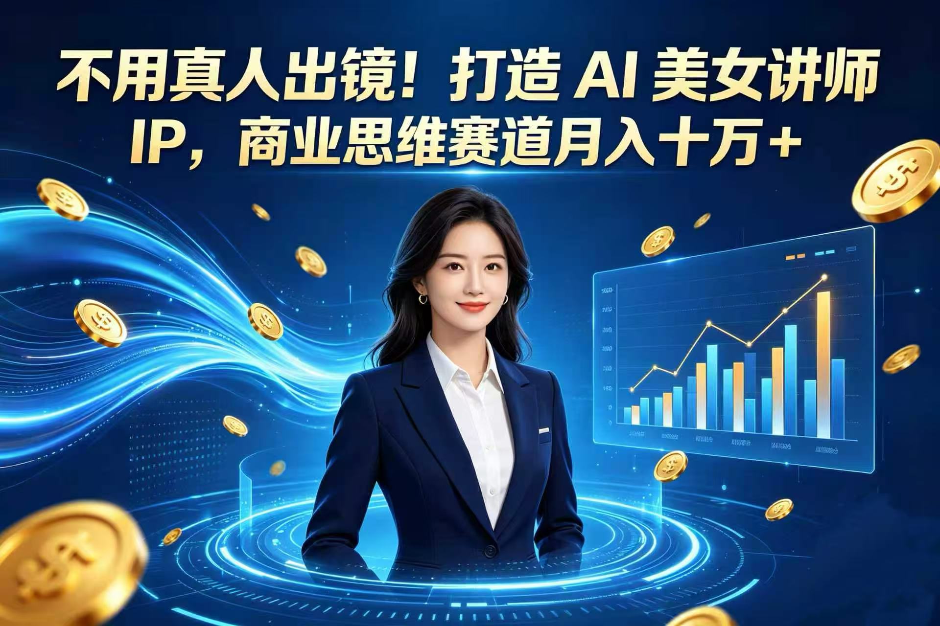 不用真人出镜！打造 AI 美女讲师 IP，商业思维赛道月入十万 +网创吧-网创项目资源站-副业项目-创业项目-搞钱项目网创吧