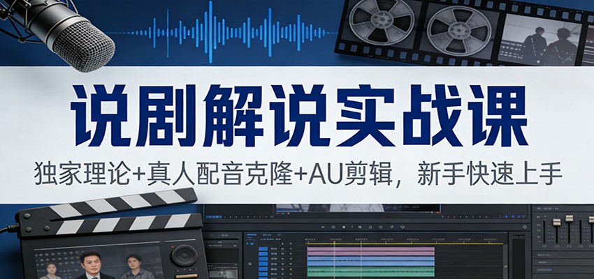 说剧解说实战课：独家理论+真人配音克隆+AU剪辑，新手快速上手网创吧-网创项目资源站-副业项目-创业项目-搞钱项目网创吧