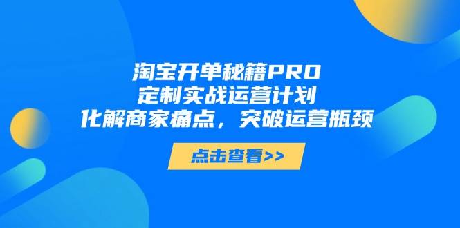 (14642期)淘宝开单秘籍PRO,定制实战运营计划,化解商家痛点,突破运营瓶颈网创吧-网创项目资源站-副业项目-创业项目-搞钱项目网创吧