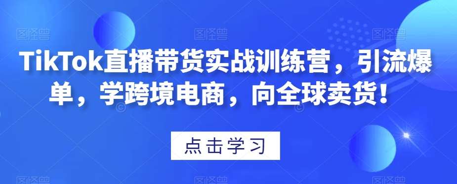 TikTok直播带货实战训练营,引流爆单,学跨境电商,向全球卖货!网创吧-网创项目资源站-副业项目-创业项目-搞钱项目网创吧