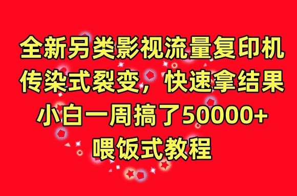 全新另类影视流量复印机,传染式裂变,快速拿结果,小白一周搞了50000+,喂饭式教程【揭秘】网创吧-网创项目资源站-副业项目-创业项目-搞钱项目网创吧
