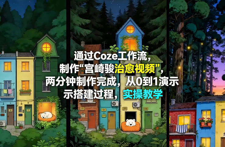 通过Coze工作流制作《宫崎骏治愈视频》,两分钟制作完成,从0到1演示搭建过程,实操教学网创吧-网创项目资源站-副业项目-创业项目-搞钱项目网创吧