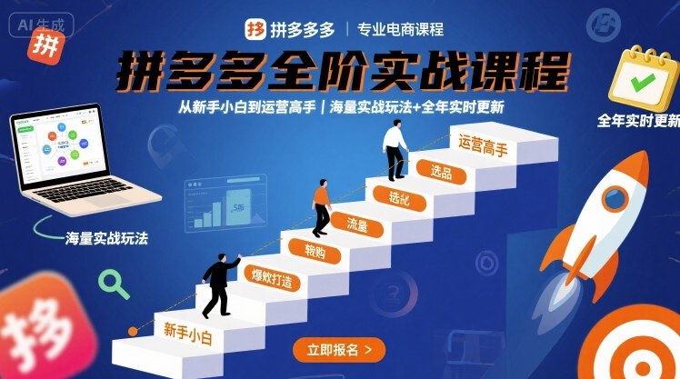 拼多多全阶实战课程,从新手小白到运营高手,海量实战玩法+全年实时更新【2025年9月更新】网创吧-网创项目资源站-副业项目-创业项目-搞钱项目网创吧