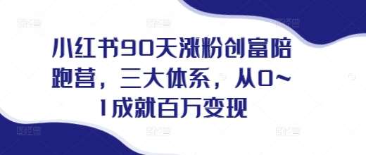 小红书90天涨粉创富陪跑营,三大体系,从0~1成就百万变现,做小红书的最后一站网创吧-网创项目资源站-副业项目-创业项目-搞钱项目网创吧