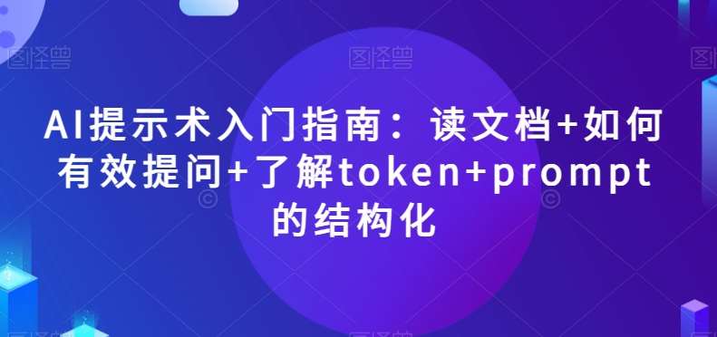 AI提示术入门指南:读文档+如何有效提问+了解token+prompt的结构化【揭秘】网创吧-网创项目资源站-副业项目-创业项目-搞钱项目网创吧