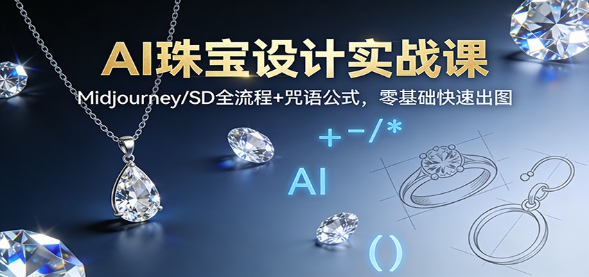 AI珠宝设计实战课：Midjourney/SD全流程+咒语公式，零基础快速出图网创吧-网创项目资源站-副业项目-创业项目-搞钱项目网创吧