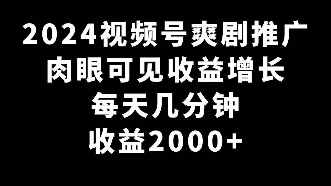 (9028期)2024视频号爽剧推广,肉眼可见的收益增长,每天几分钟收益2000+网创吧-网创项目资源站-副业项目-创业项目-搞钱项目网创吧