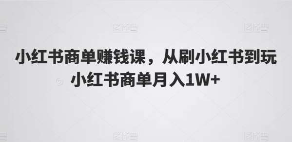小红书商单赚钱课,从刷小红书到玩小红书商单月入1W+网创吧-网创项目资源站-副业项目-创业项目-搞钱项目网创吧