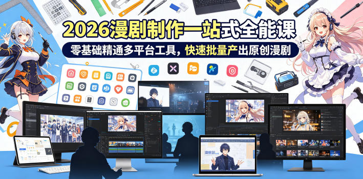 2026 AI漫剧制作一站式全能课,零基础精通多平台工具,快速批量产出原创漫剧网创吧-网创项目资源站-副业项目-创业项目-搞钱项目网创吧