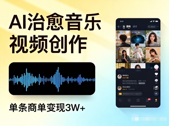 AI做治愈音乐视频，多平台投稿，单条商单变现3W+网创吧-网创项目资源站-副业项目-创业项目-搞钱项目网创吧
