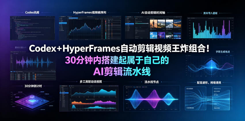 Codex+HyperFrames自动剪辑视频王炸组合!30分钟内搭建起属于自己的AI剪辑流水线(完整版实操教程手册)网创吧-网创项目资源站-副业项目-创业项目-搞钱项目网创吧