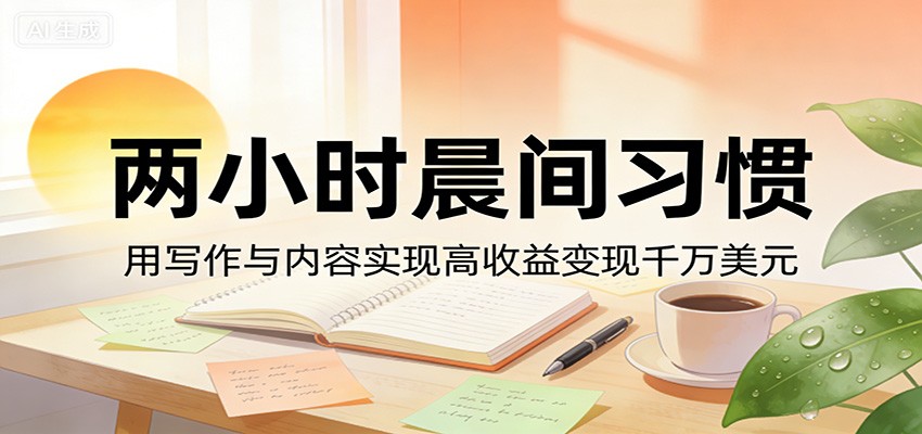付费文章:两小时晨间习惯,用写作与内容实现高收益变现千万美元网创吧-网创项目资源站-副业项目-创业项目-搞钱项目网创吧
