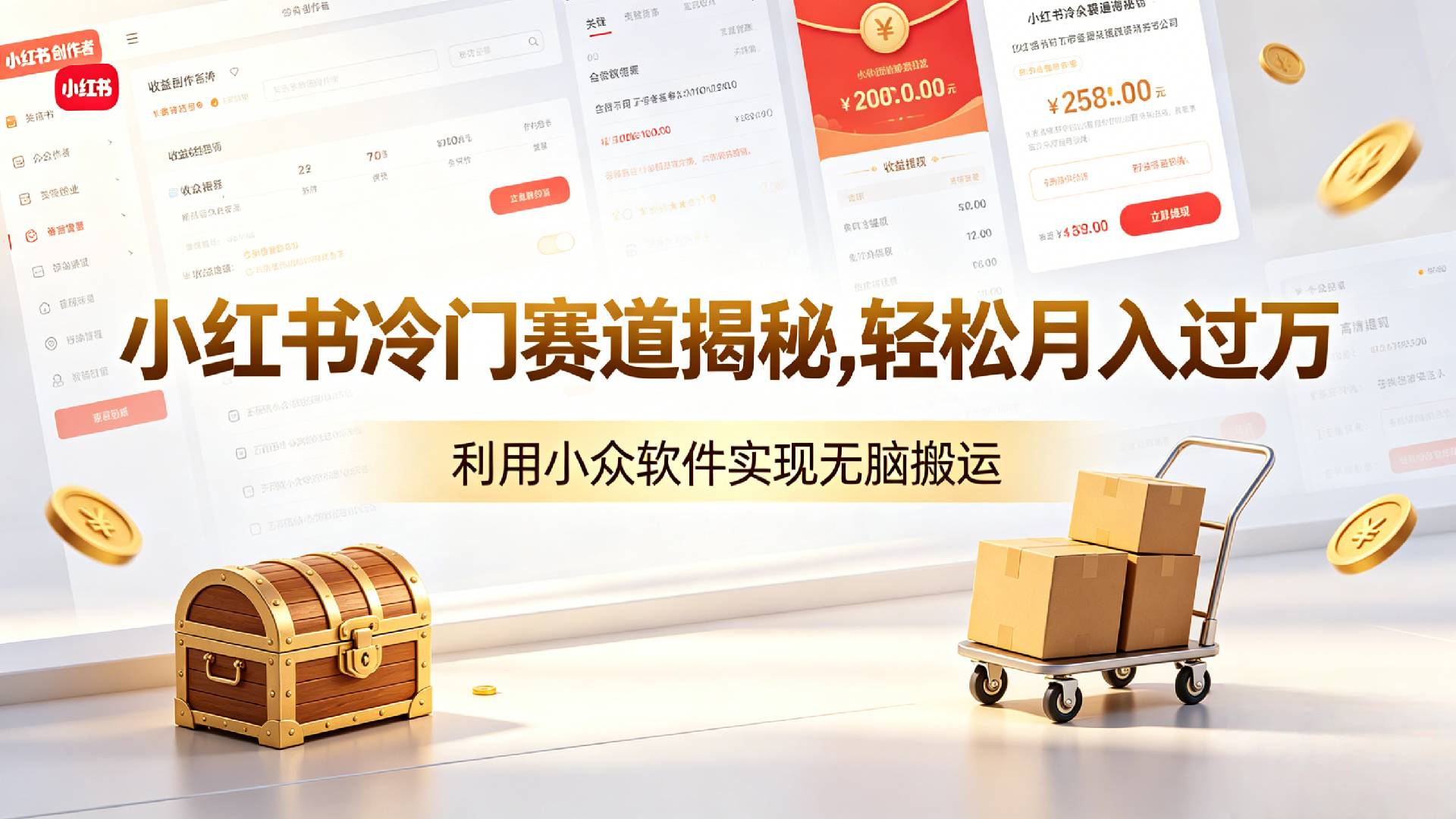 小红书冷门赛道揭秘,轻松月入过万，利用小众软件，实现无脑搬运！网创吧-网创项目资源站-副业项目-创业项目-搞钱项目网创吧