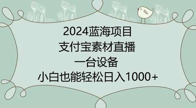 2024年蓝海项目,支付宝素材直播,无需出境,小白也能日入1000+ ,实操教程【揭秘】网创吧-网创项目资源站-副业项目-创业项目-搞钱项目网创吧