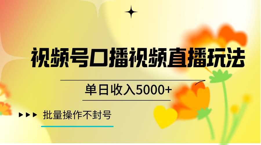 视频号口播视频直播玩法单日收入5000+，一种可以单号持续操作的玩法网创吧-网创项目资源站-副业项目-创业项目-搞钱项目网创吧