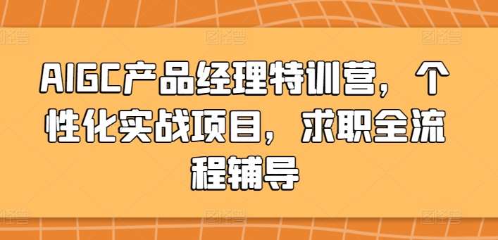 AIGC产品经理特训营,个性化实战项目,求职全流程辅导网创吧-网创项目资源站-副业项目-创业项目-搞钱项目网创吧