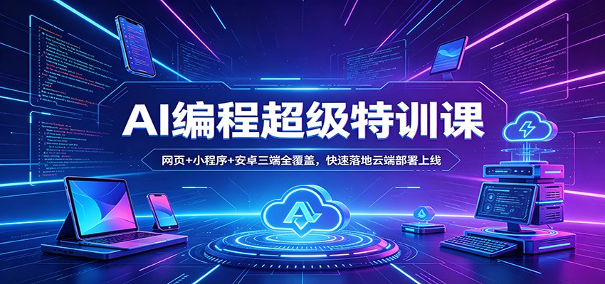 AI编程超级特训课:网页+小程序+安卓三端全覆盖,快速落地云端部署上线网创吧-网创项目资源站-副业项目-创业项目-搞钱项目网创吧