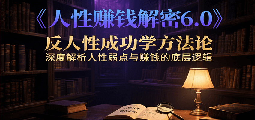 人性赚钱解密6.0，反人性成功学方法论，深度解析人性弱点与赚钱的底层逻辑网创吧-网创项目资源站-副业项目-创业项目-搞钱项目网创吧