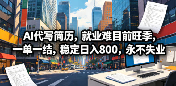 AI代写简历，就业难目前旺季，一单一结，稳定日入800，永不失业网创吧-网创项目资源站-副业项目-创业项目-搞钱项目网创吧