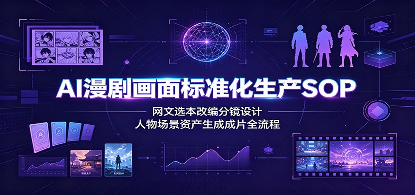AI漫剧画面标准化生产SOP：网文选本改编分镜设计，人物场景资产生成成片全流程网创吧-网创项目资源站-副业项目-创业项目-搞钱项目网创吧