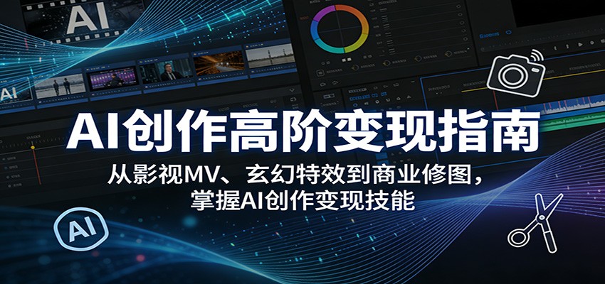 AI创作高阶变现指南：从影视MV、玄幻特效到商业修图，掌握AI创作变现技能网创吧-网创项目资源站-副业项目-创业项目-搞钱项目网创吧