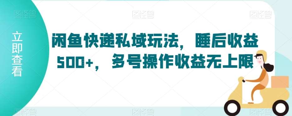 闲鱼快递私域玩法,睡后收益500+,多号操作收益无上限【揭秘】网创吧-网创项目资源站-副业项目-创业项目-搞钱项目网创吧