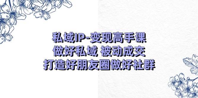 私域IP变现高手课：做好私域被动成交，打造好朋友圈做好社群（18节）网创吧-网创项目资源站-副业项目-创业项目-搞钱项目网创吧