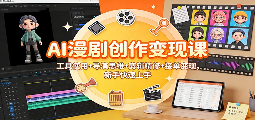 AI漫剧创作变现课：工具使用+导演思维+剪辑精修+接单变现，新手快速上手网创吧-网创项目资源站-副业项目-创业项目-搞钱项目网创吧