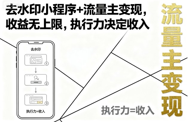 去水印小程序+流量主变现,收益无上限,执行力决定收入网创吧-网创项目资源站-副业项目-创业项目-搞钱项目网创吧