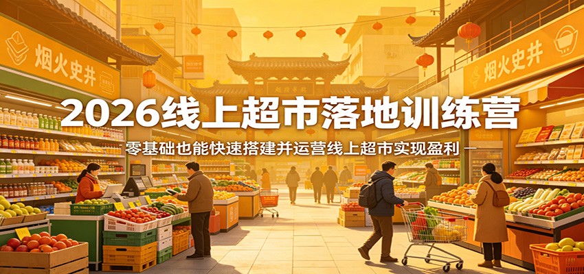 2026线上超市落地训练营，零基础也能快速搭建并运营线上超市实现盈利网创吧-网创项目资源站-副业项目-创业项目-搞钱项目网创吧